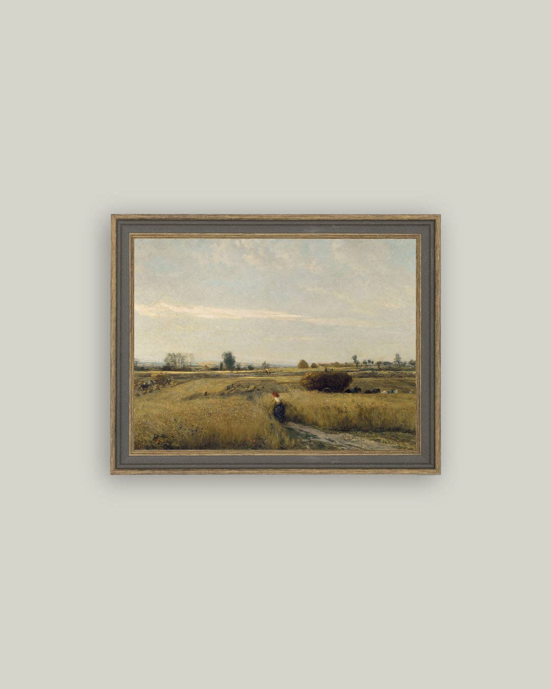 Harvest Landscape Framed Antique Art 9x7 Print