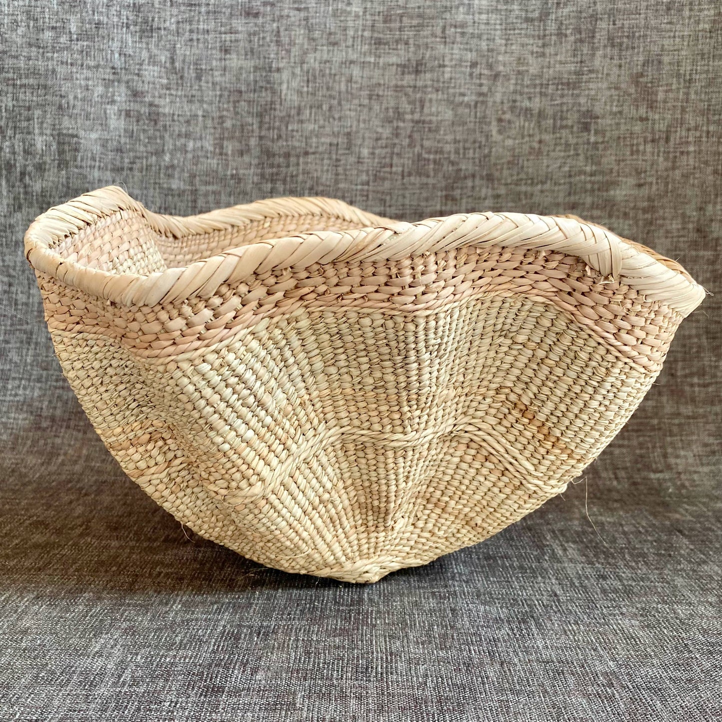 Dramatic Rippled Palm Leaf Dancing Basket: Large