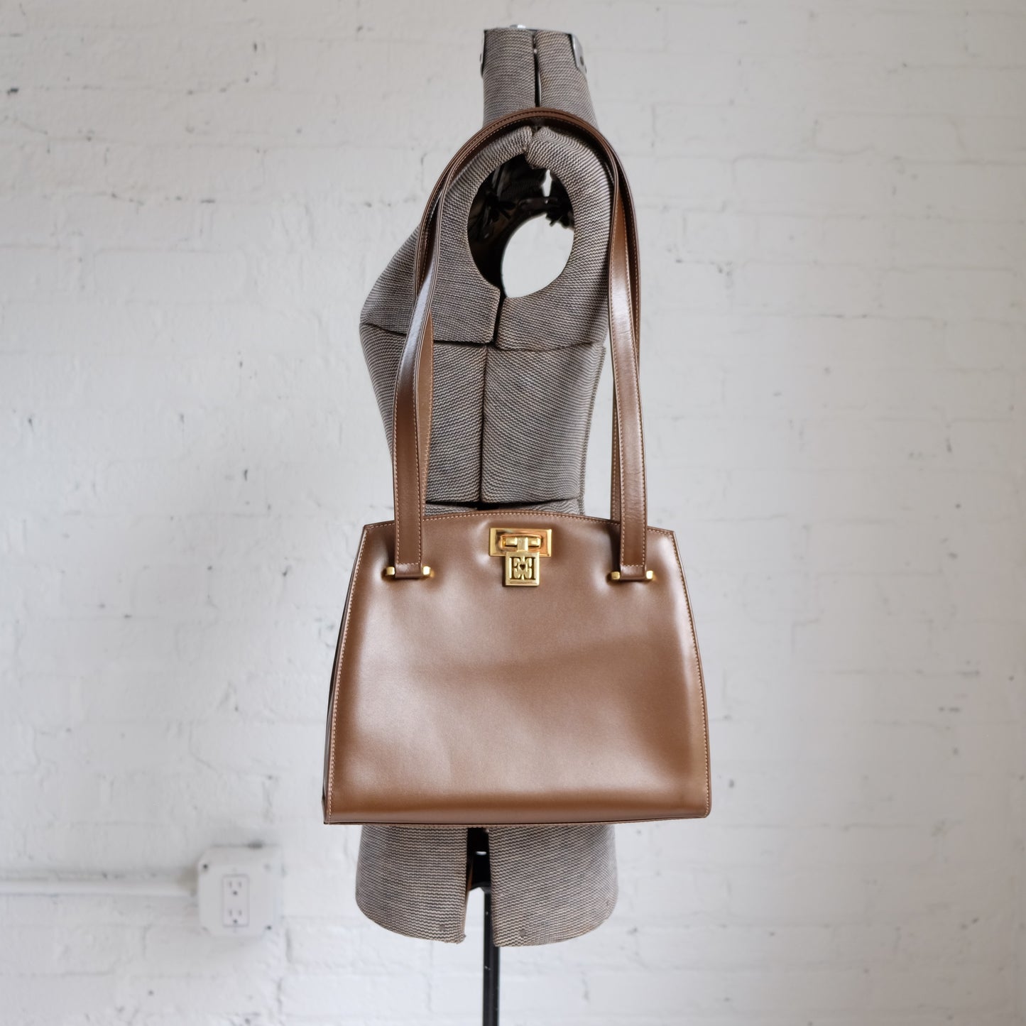 Escada Brown Leather Shoulder Bag | Vintage