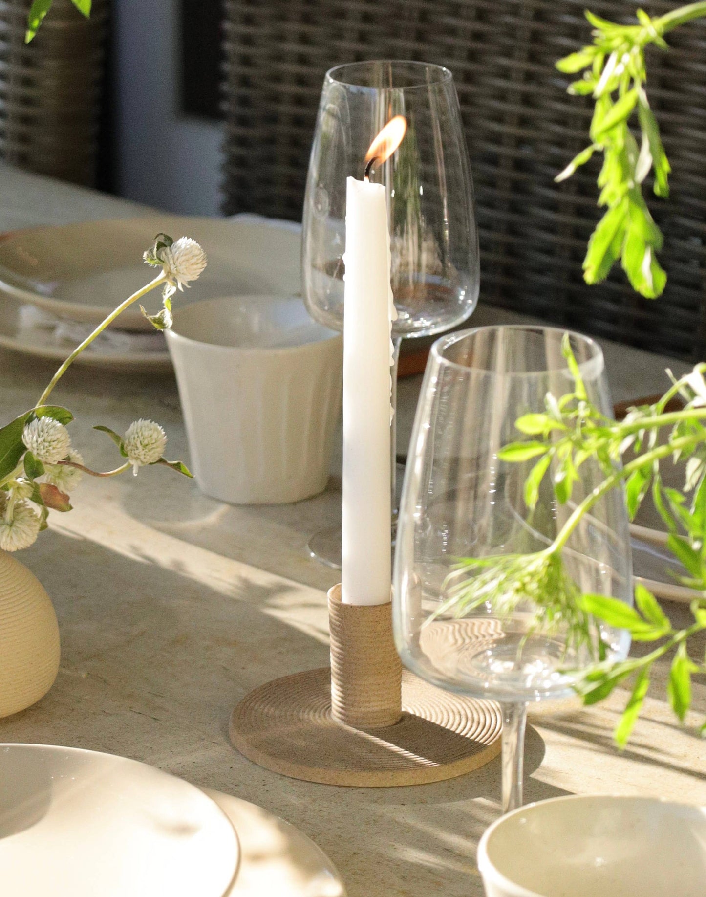 Wave Plate - Taper Candle Holder: Matte Black