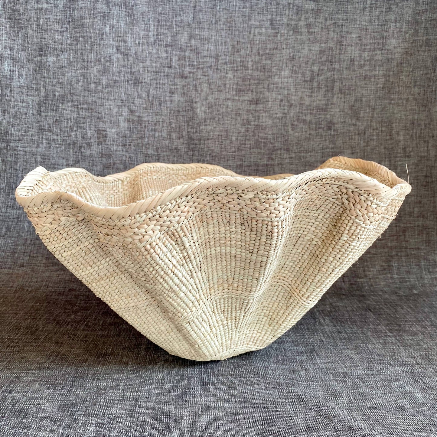 Dramatic Rippled Palm Leaf Dancing Basket: Large
