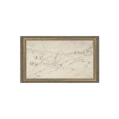 Rolling Hills Sketch Framed Antique Art