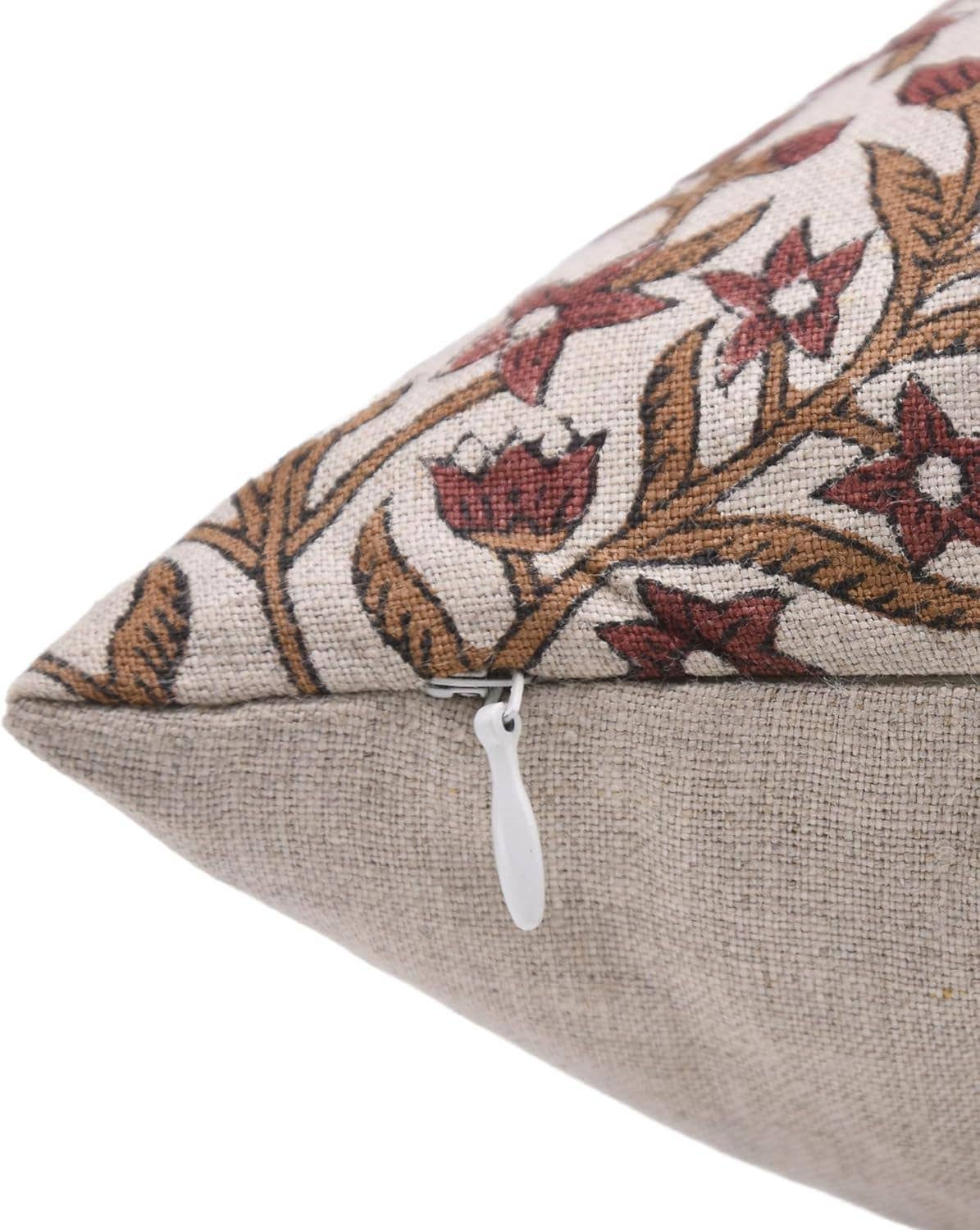Natural Print Pure Linen Cushion Cover - Vrindavan: Pure Linen / One Side / 20X20