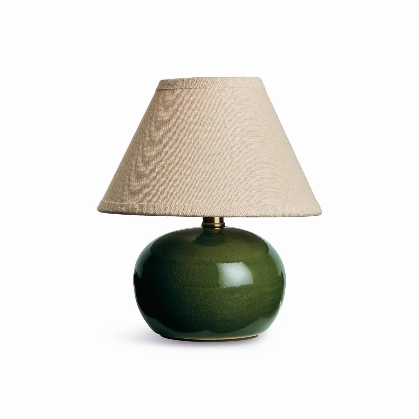 Oscar Mini Lamp - Green Crackle Glaze - Linen Shade  - 8"