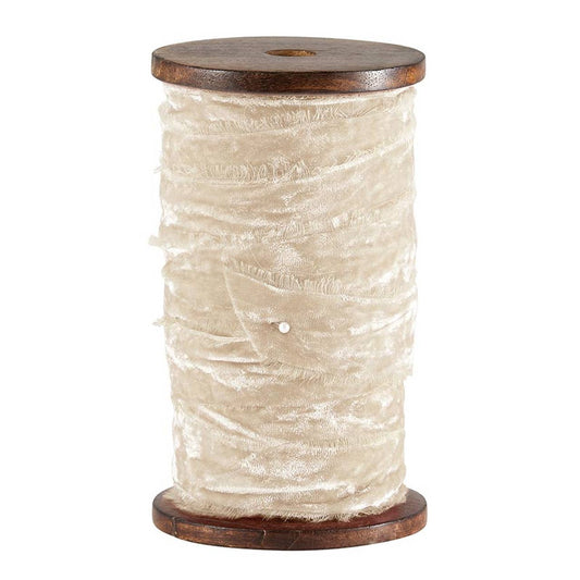 Frayed Velvet Spools - Ivory: Material