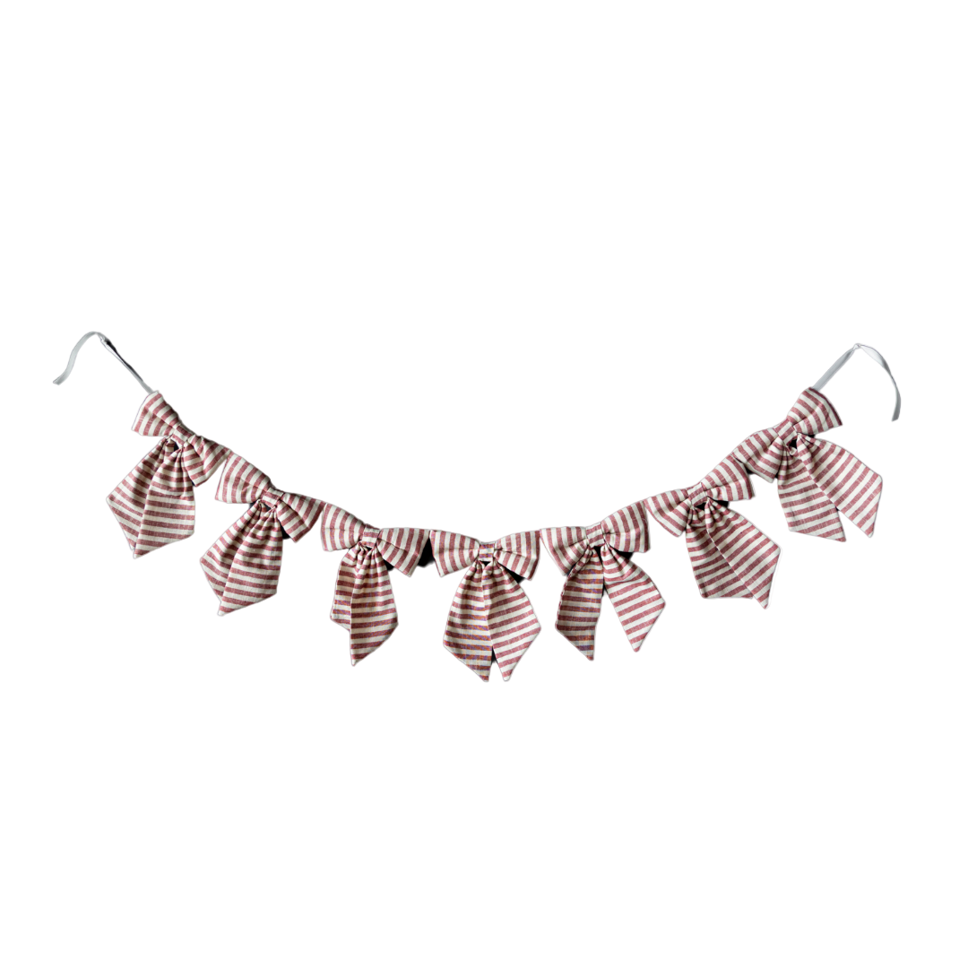 Bow Garland Striped Cranberry Red Fabric