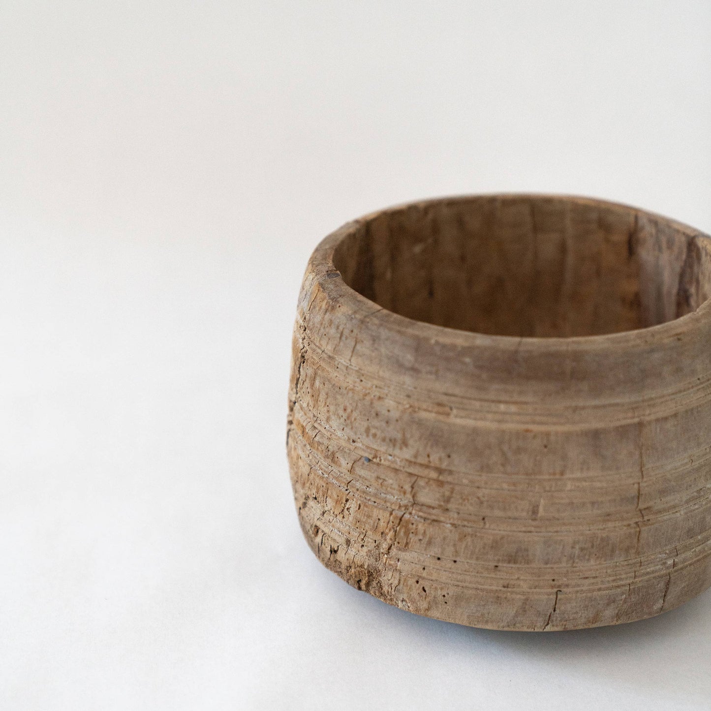 Antique Wooden Honey Pot - Vessel Bleached: Small