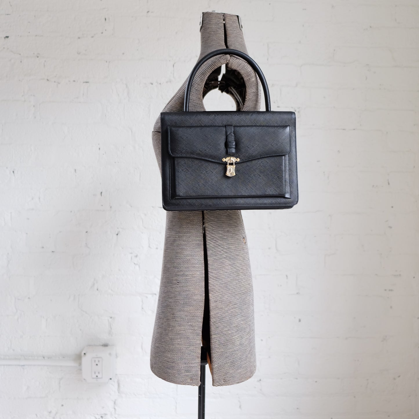 Saks Fifth Ave Black Leather Handbag | Vintage