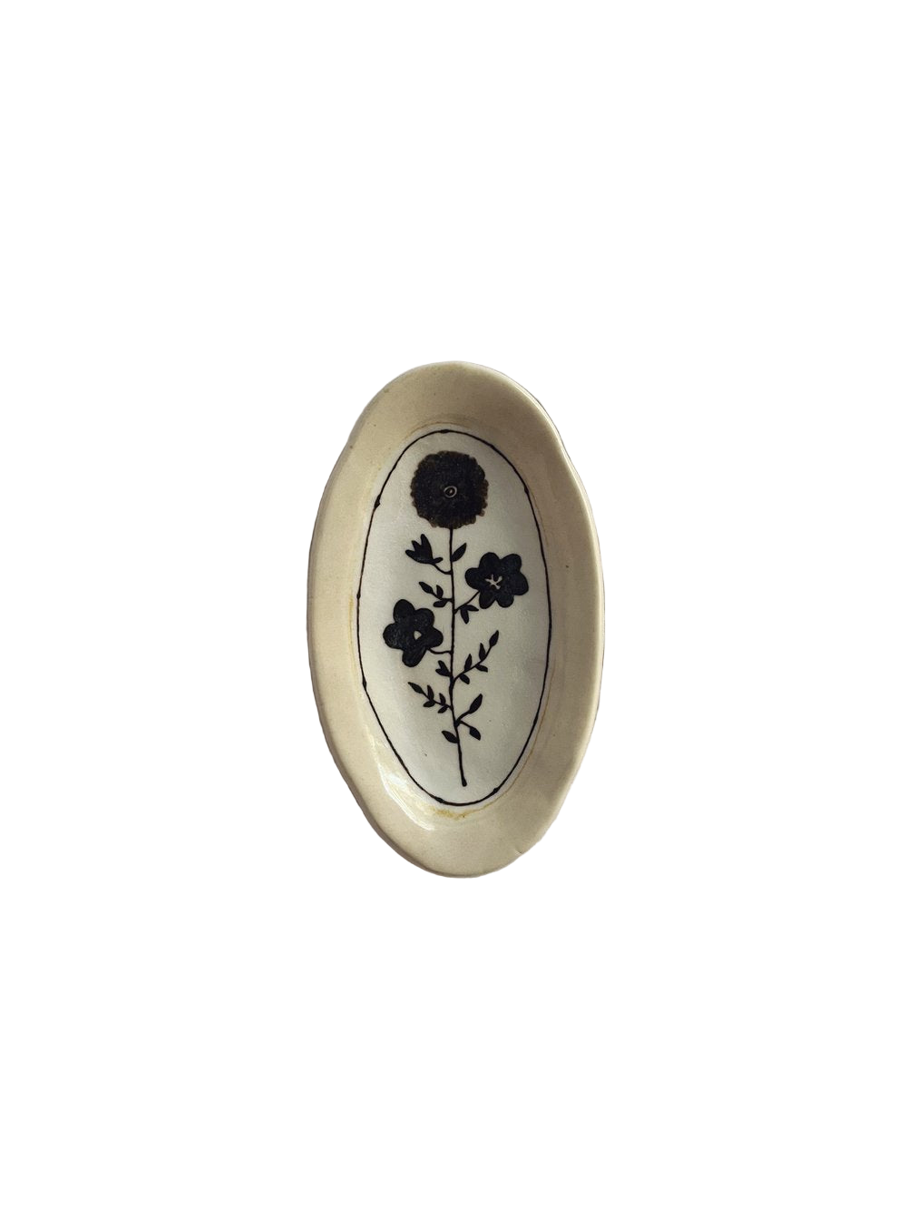 Stephanie Dawn Matthias one of a kind small ceramic dish with handcrafted flower design