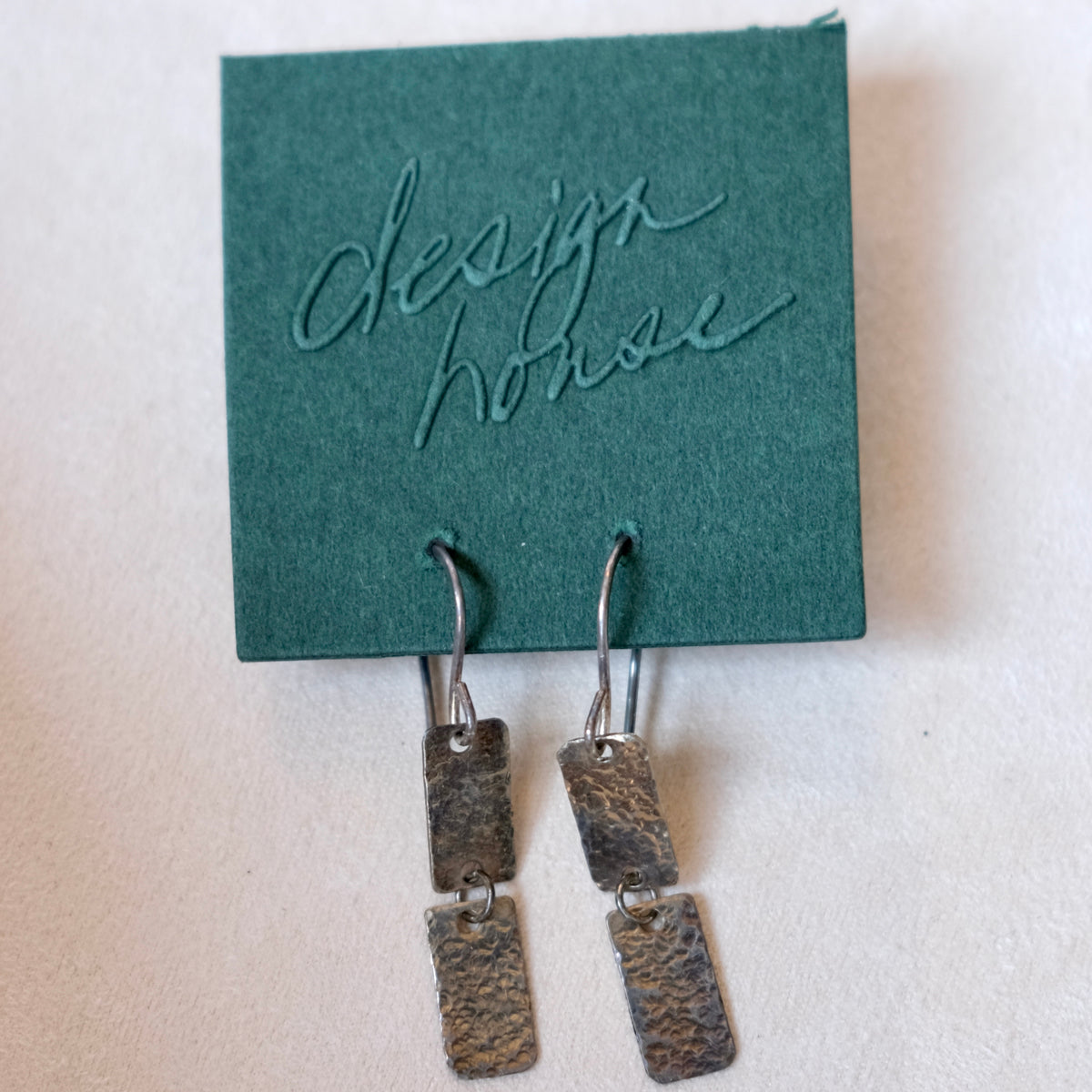 Silver Rectangular Dangle Earrings | Vintage