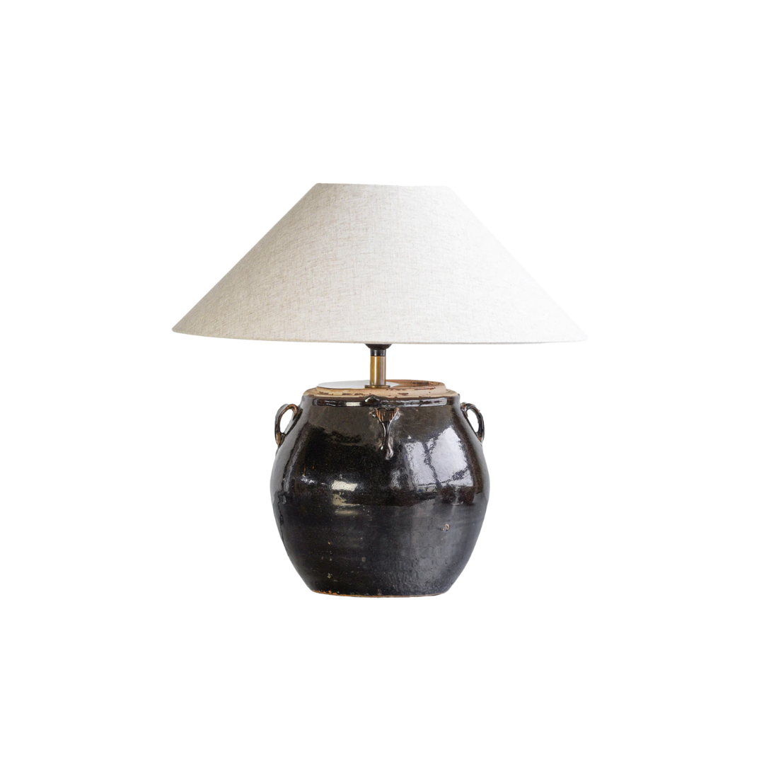 Glazed Handled Pot Table Lamp