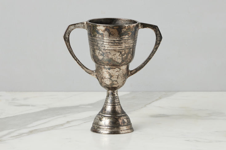 Vintage Trophy Cup, Large, Distressed Silver