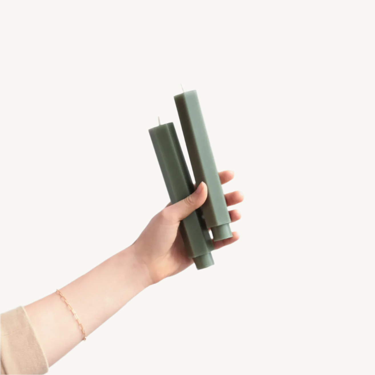 Fancy Taper 6" Candle: Moss Green