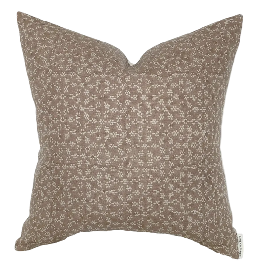 Blake | Dusty Rose Floral Handblock Pillow Cover