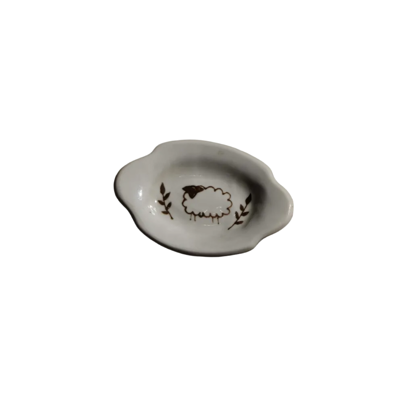 Stephanie Dawn Matthias artisan ceramic ring dish with small sheep design