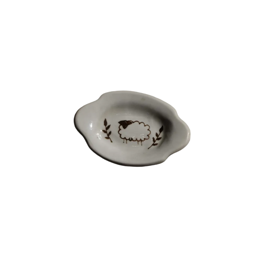 Stephanie Dawn Matthias artisan ceramic ring dish with small sheep design