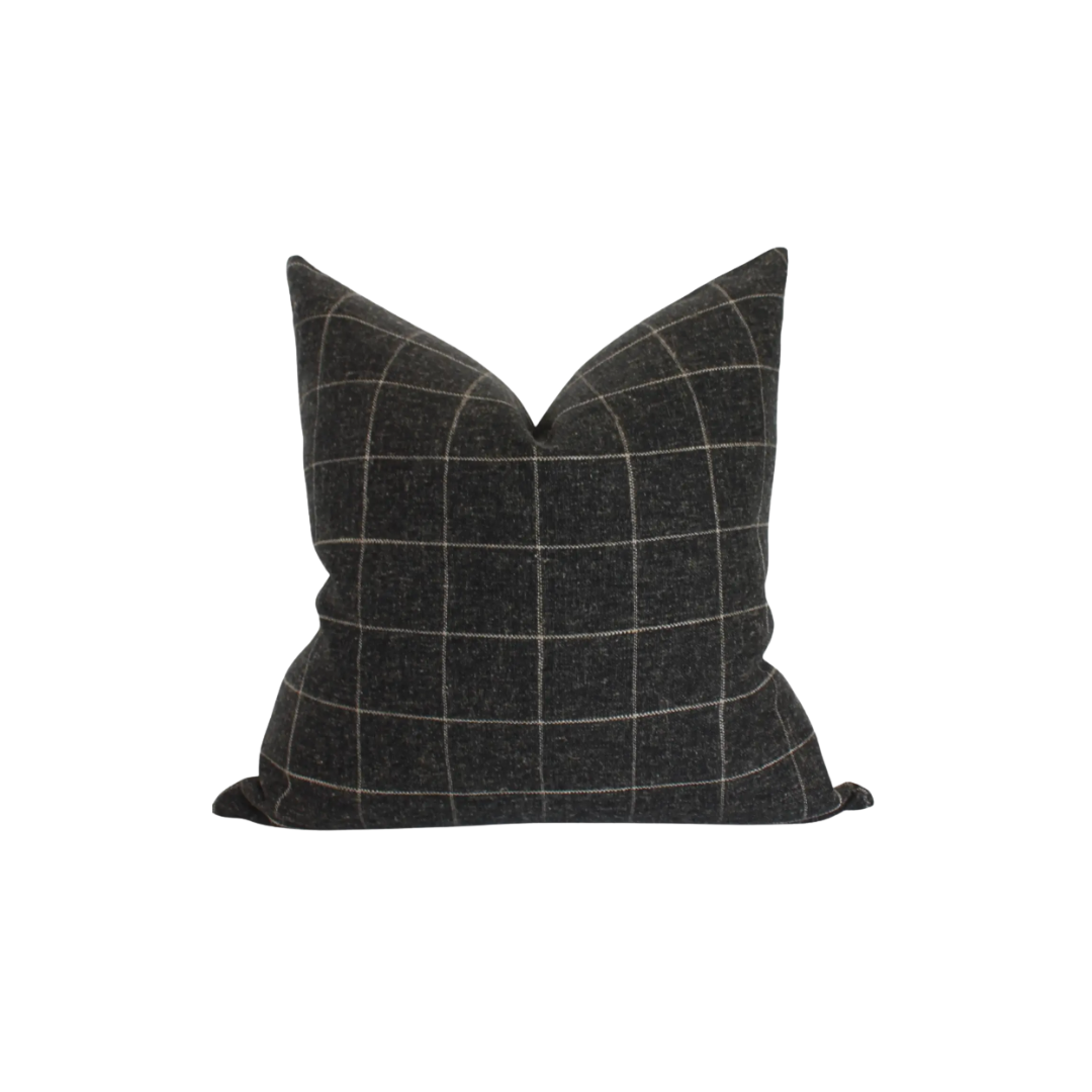 Black Plaid Pillow Cover