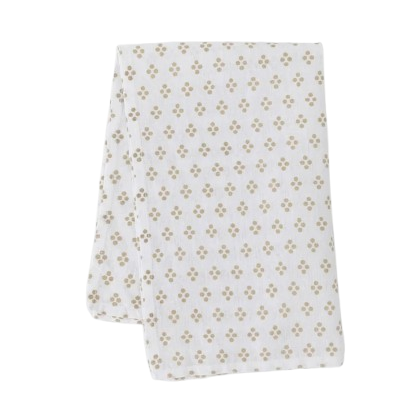 White tea towel with small yellow dotted print