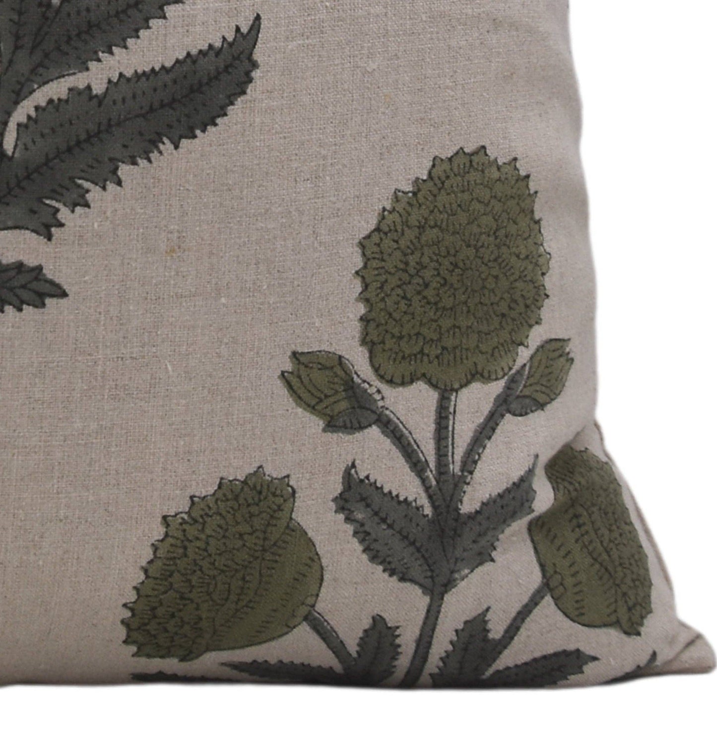 Bohemian Block Printed Pure Linen Pillow Cover - Badshah 22" x22"