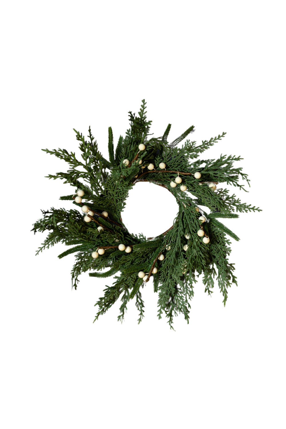 White Plum Berry Norfolk Cypress Real Touch Wreath - 14"