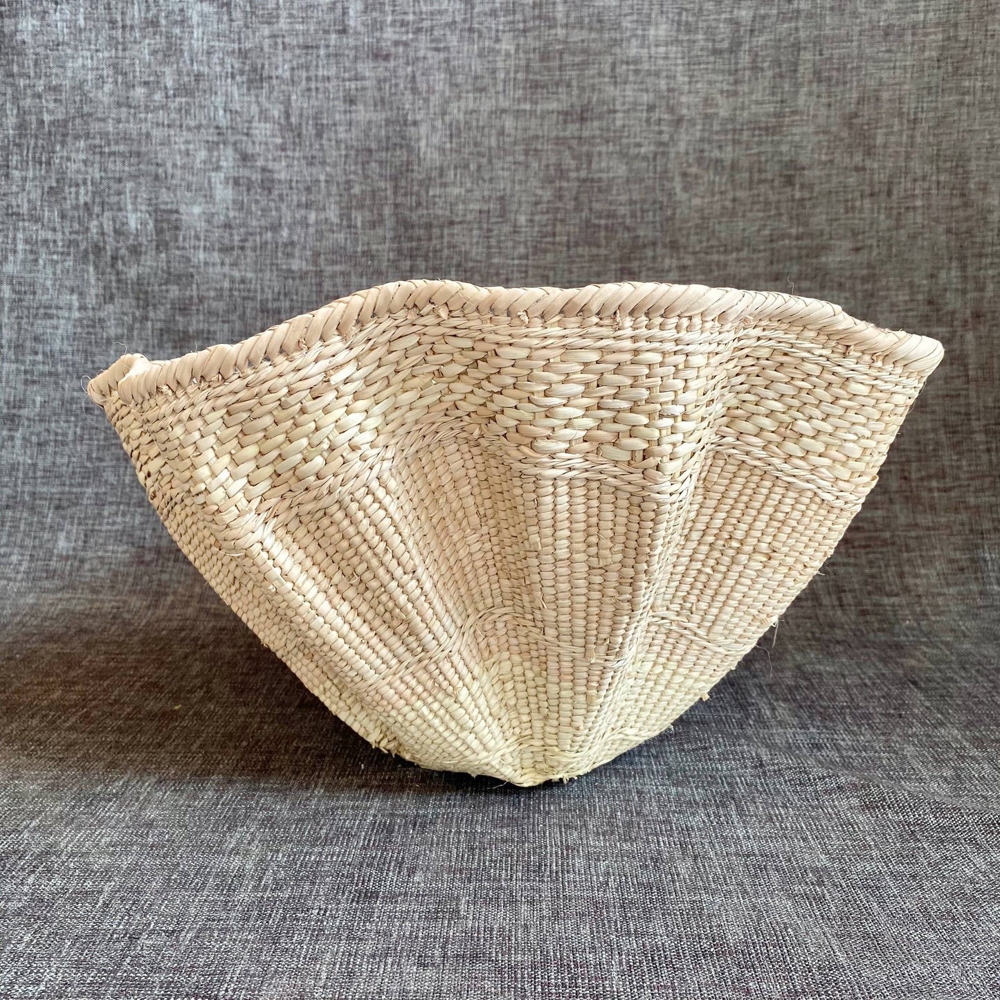 Dramatic Rippled Palm Leaf Dancing Basket: Large