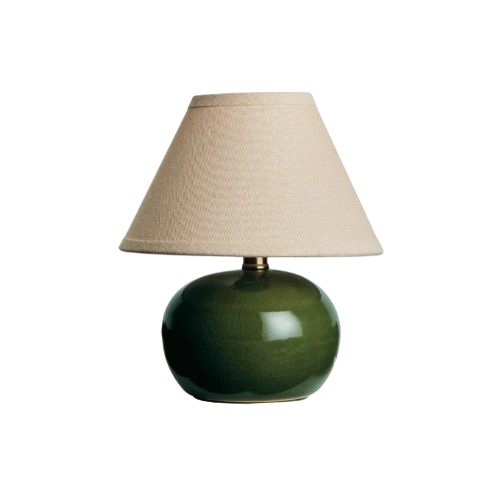 Oscar Mini Lamp - Green Crackle Glaze - Linen Shade - 8"