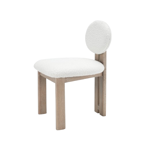 Aziz Sherpa Boucle Dining Chairs Off-White Oak