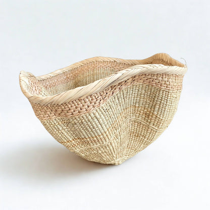 Dramatic Rippled Palm Leaf Dancing Basket: Small
