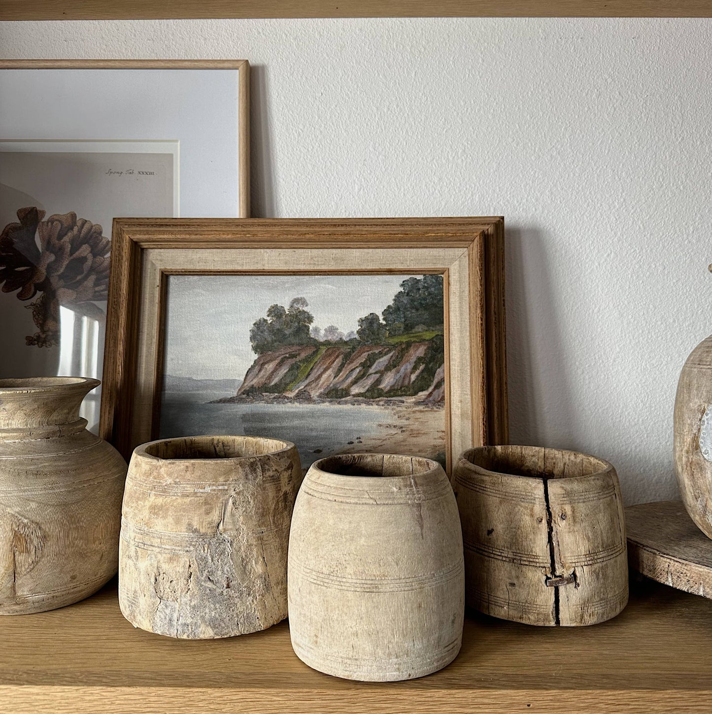 Antique Wooden Honey Pot - Vessel Bleached: Small