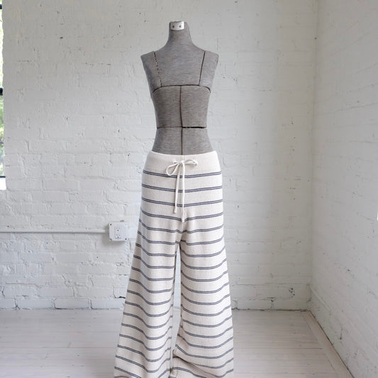 Striped Pattern Knit Pants: Stone and Blue