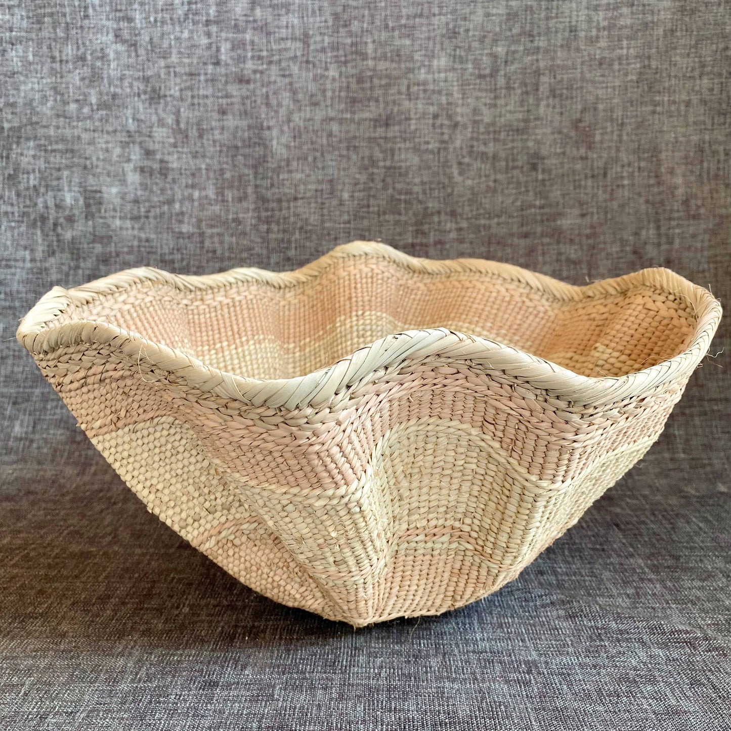 Dramatic Rippled Palm Leaf Dancing Basket: Large