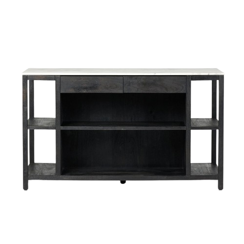 Indira Kitchen Island- Black Wash Acacia