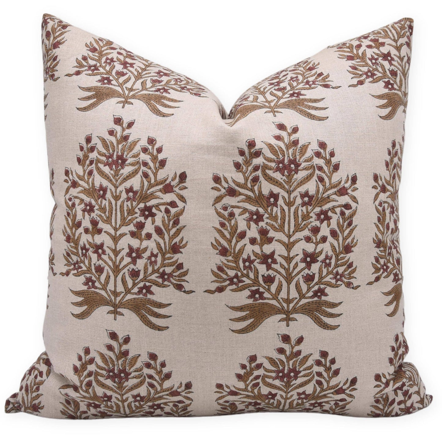 Natural Print Pure Linen Cushion Cover - Vrindavan: Pure Linen / One Side / 20X20