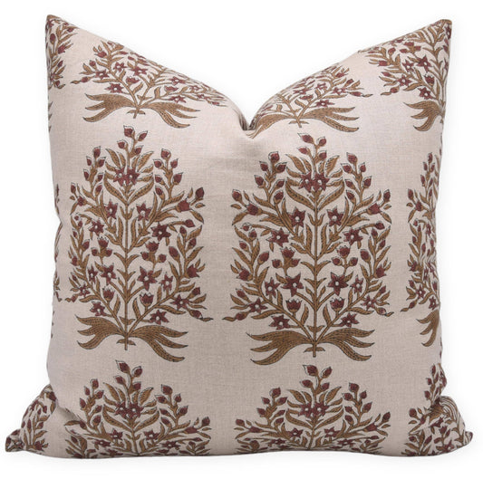 Natural Print Pure Linen Cushion Cover - Vrindavan: Pure Linen / One Side / 20X20