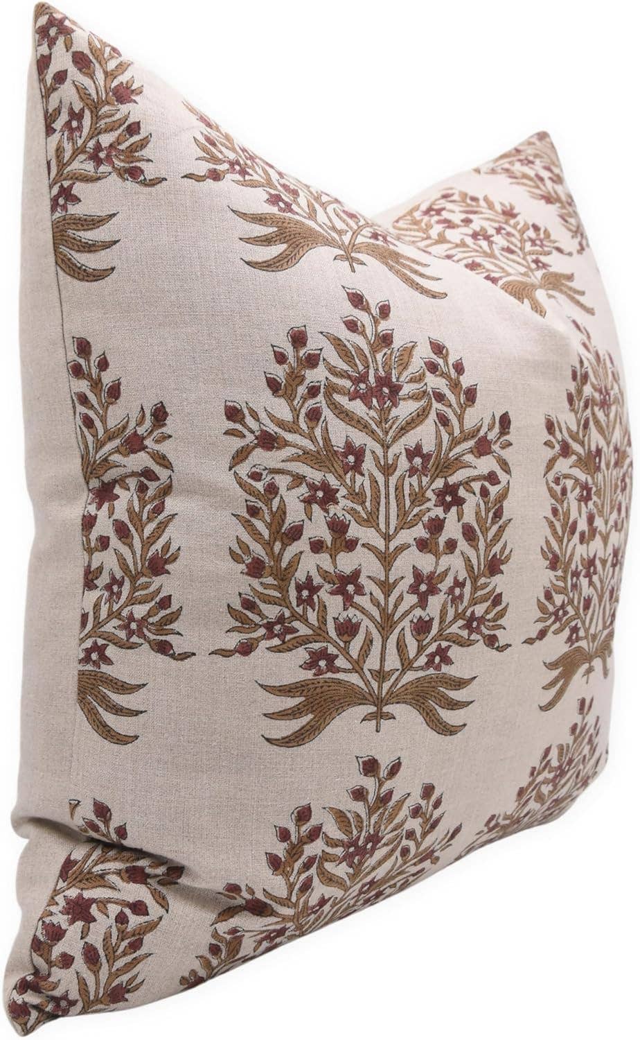 Natural Print Pure Linen Cushion Cover - Vrindavan: Pure Linen / One Side / 20X20