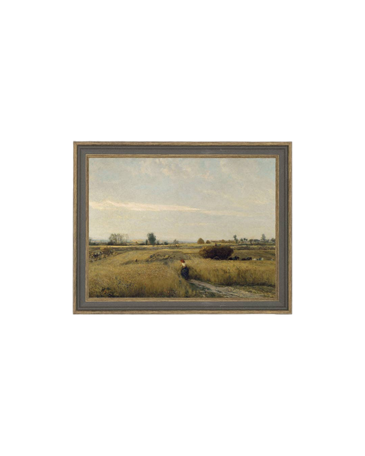 Harvest Landscape Framed Antique Art