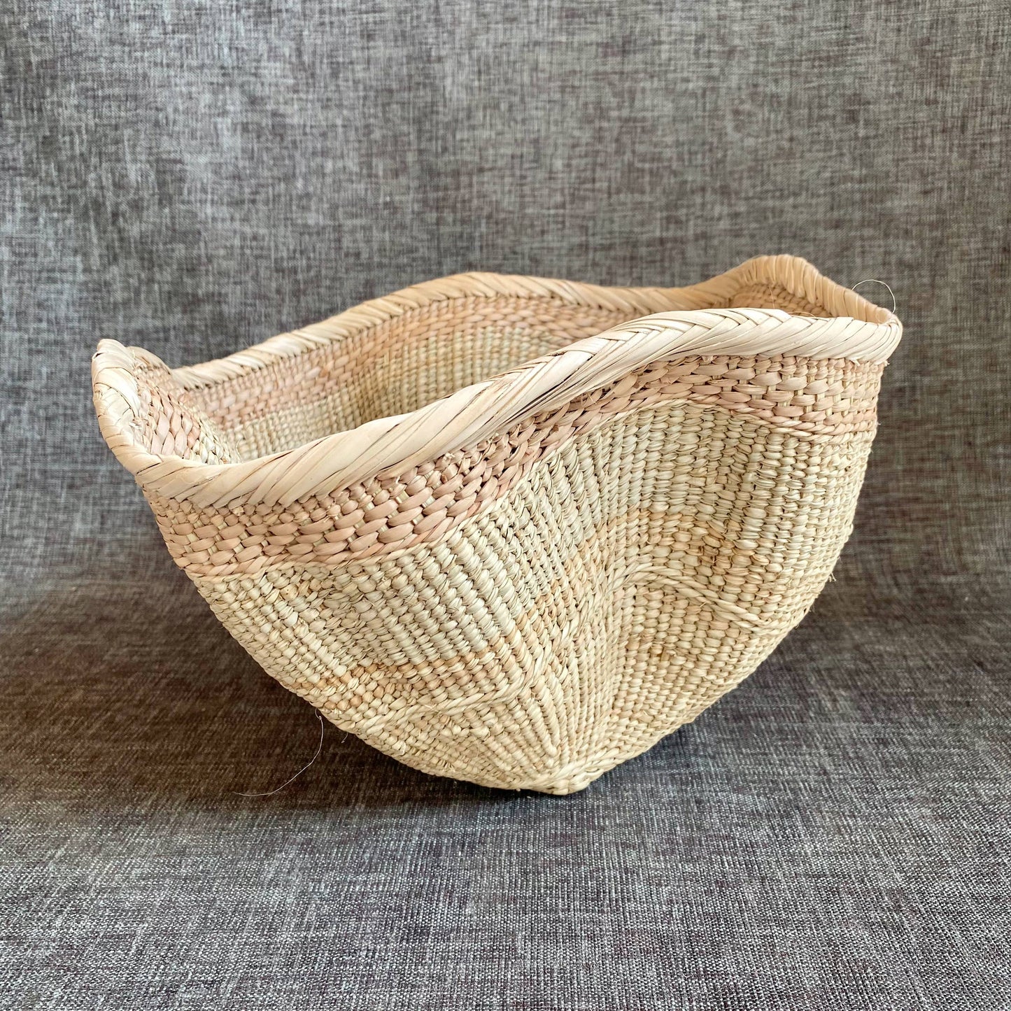 Dramatic Rippled Palm Leaf Dancing Basket: Large