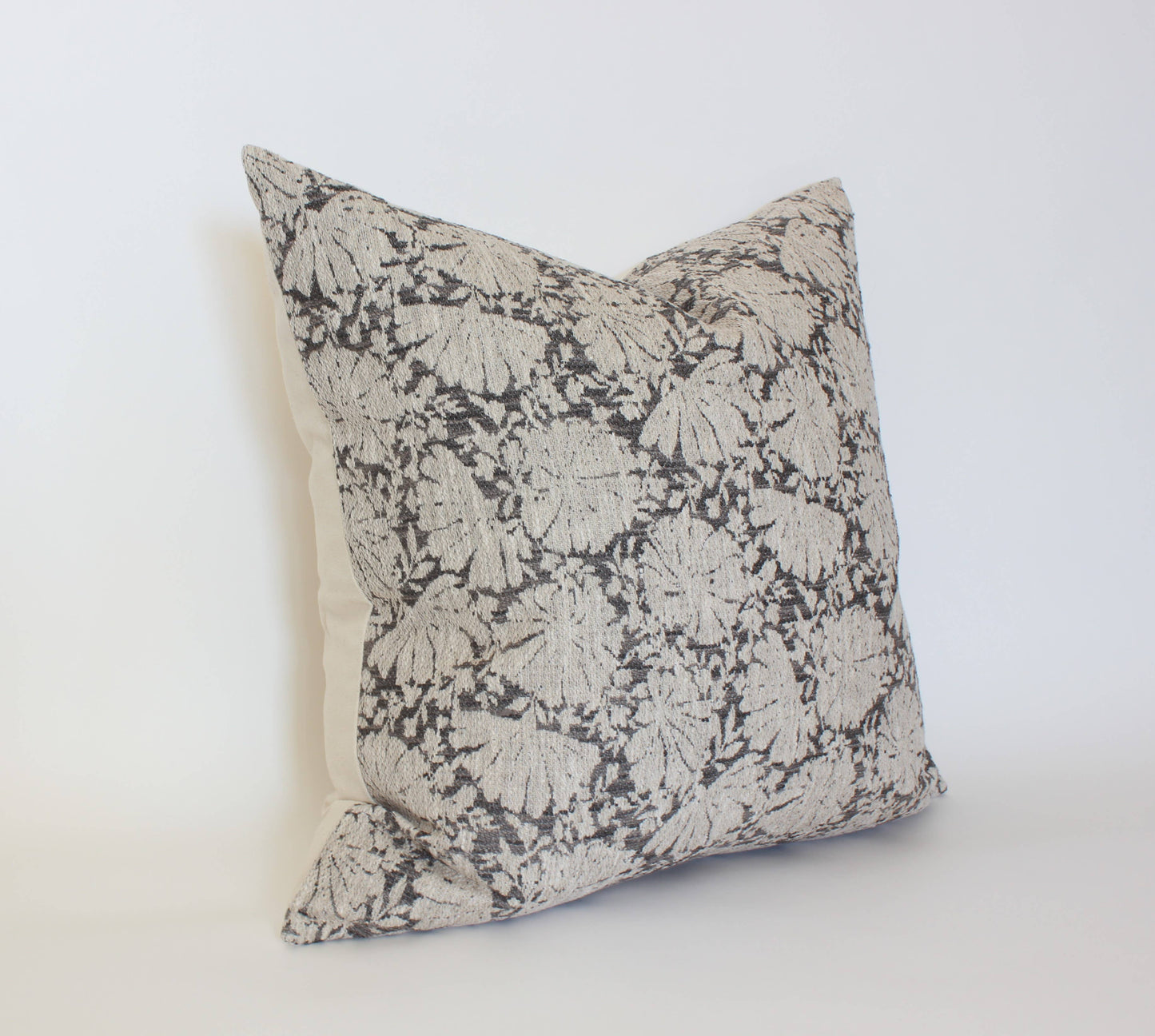 Charcoal Floral Lumbar Pillow Cover, Gray Pillow | Charlotte: 14x20