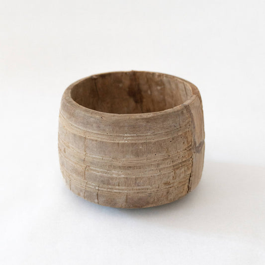 Antique Wooden Honey Pot - Vessel Bleached: Small