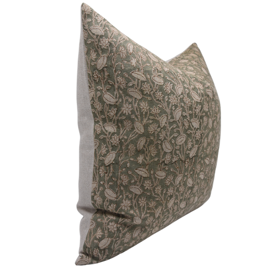 Handcrafted Style Blue Block Print Case Thick Linen - Pishta  22x22