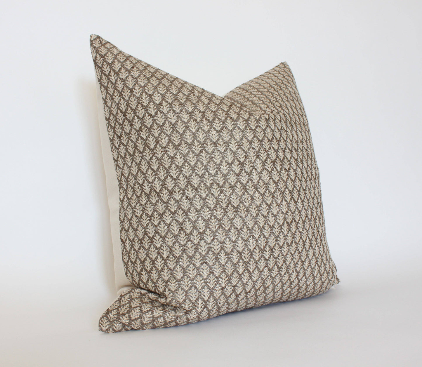 Brown Floral Pillow Cover, Earthy Textured Pillow | Fern: 20x20