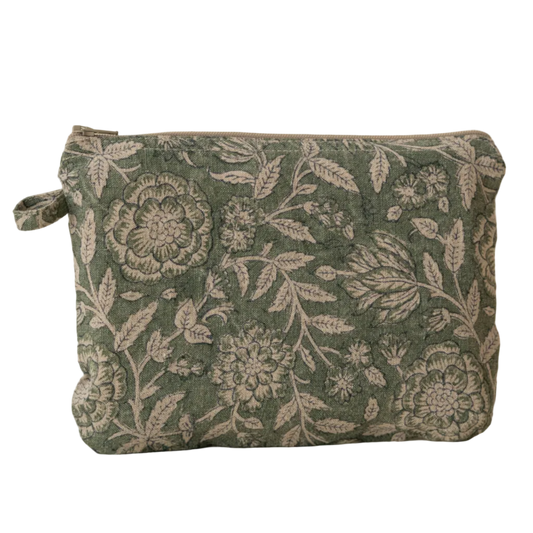 Block Print Linen Pouch