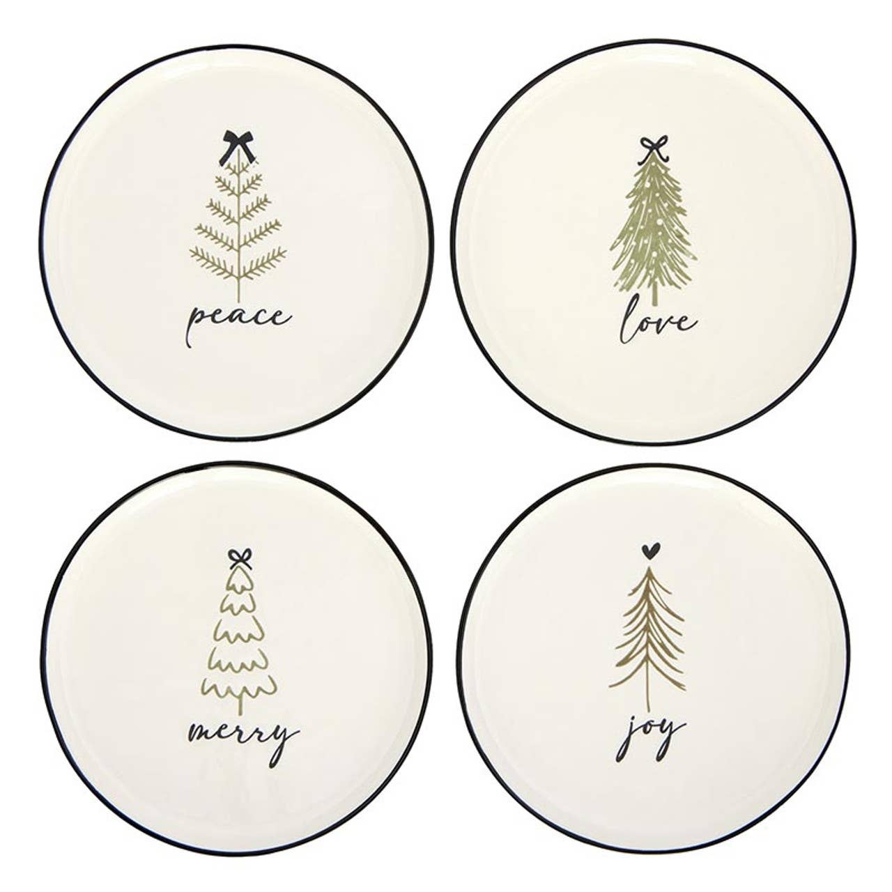 Ceramic Holiday Appetizer Plates - Set of 4