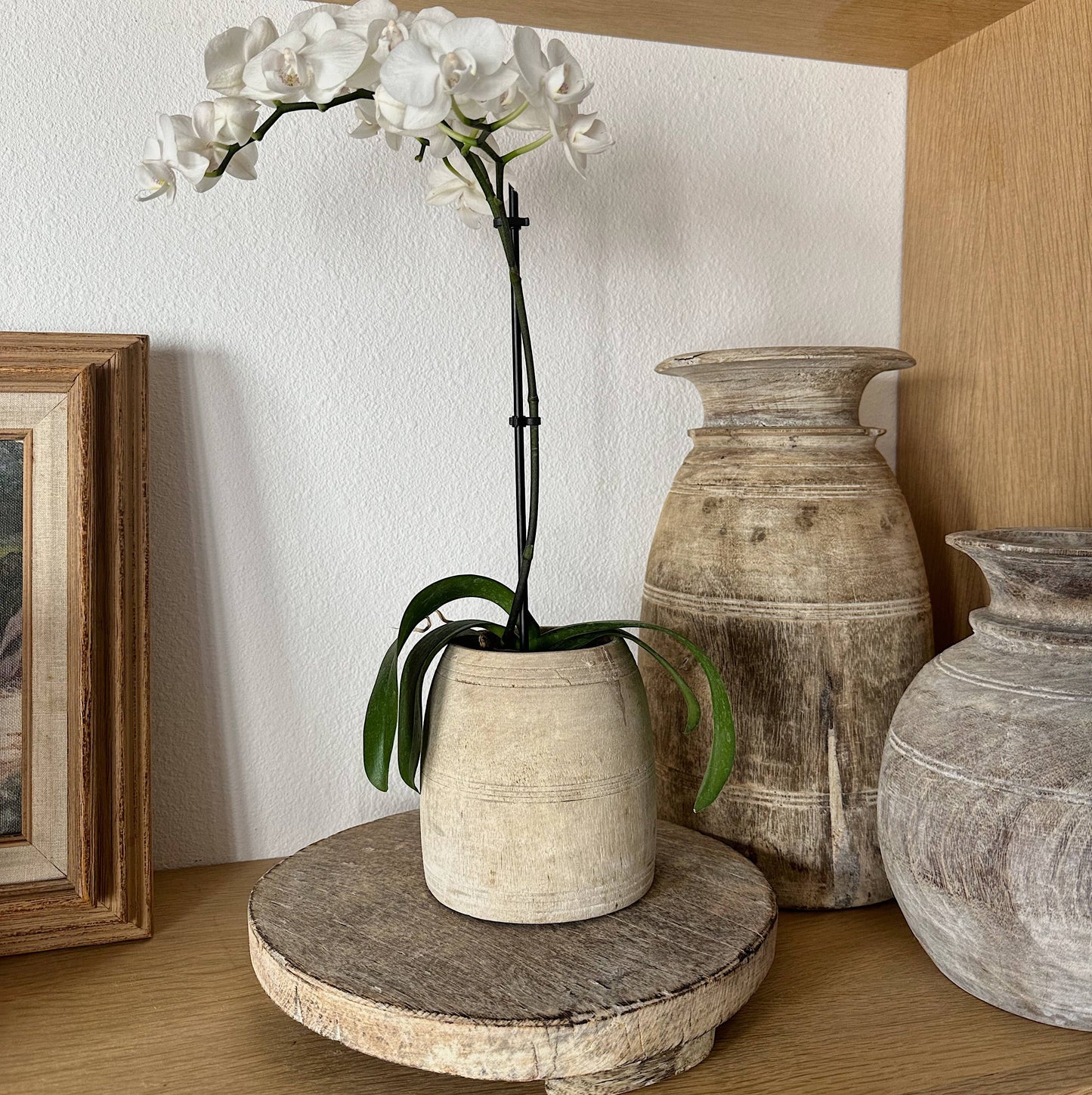 Antique Wooden Honey Pot - Vessel Bleached: Small