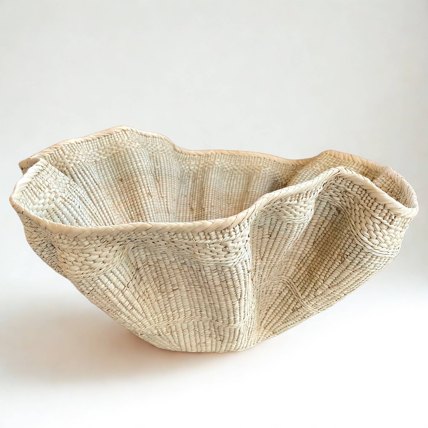 Dramatic Rippled Palm Leaf Dancing Basket: Small