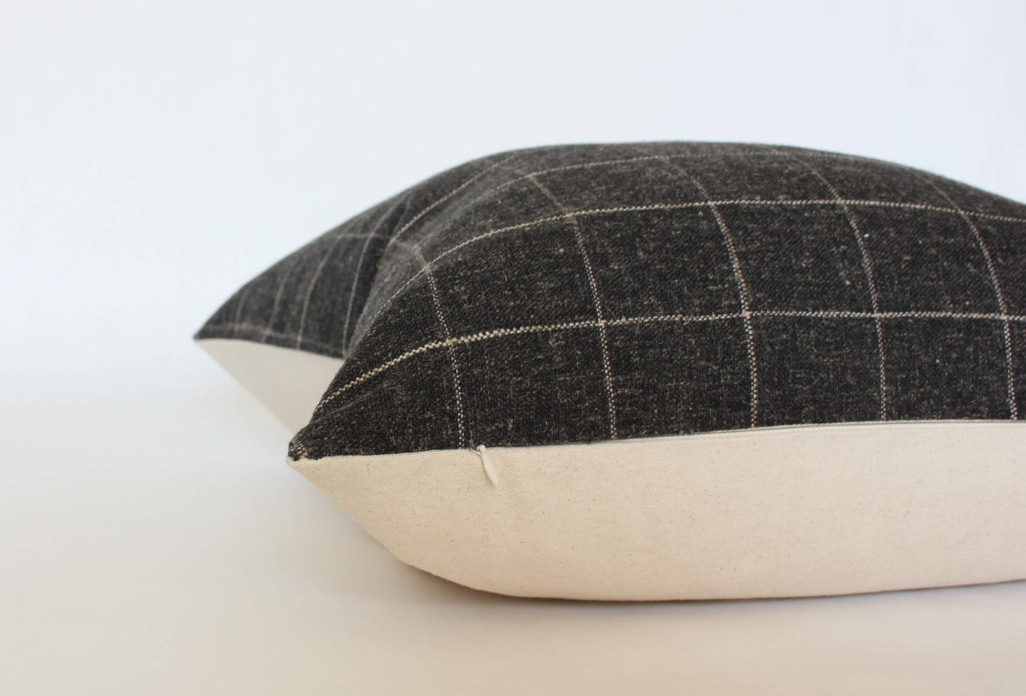 Black Plaid Lumbar Pillow Cover, Windowpane Throw Pillow: 14x20