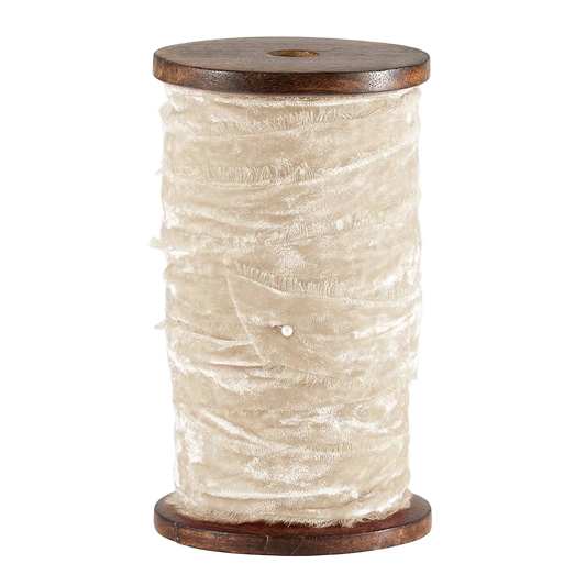 Frayed Velvet Spools - Ivory: Material