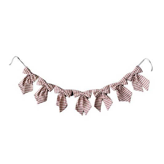 Bow Garland Striped Cranberry Red Fabric