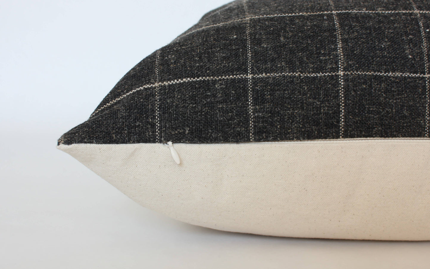 Black Plaid Lumbar Pillow Cover, Windowpane Throw Pillow: 14x20