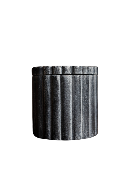Fluted Jar Canister Black Marble